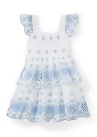 Girls 4-6x Embroidered Eyelet Tiered Dress