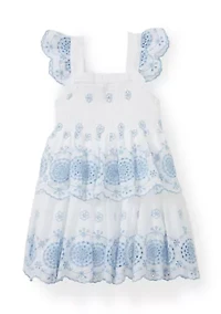 Girls 4-6x Embroidered Eyelet Tiered Dress
