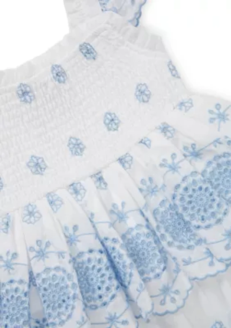 Girls 4-6x Embroidered Eyelet Tiered Dress