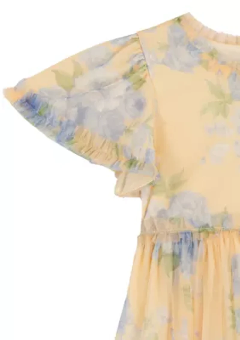 Girls 4-6 Floral Mesh Maxi Dress