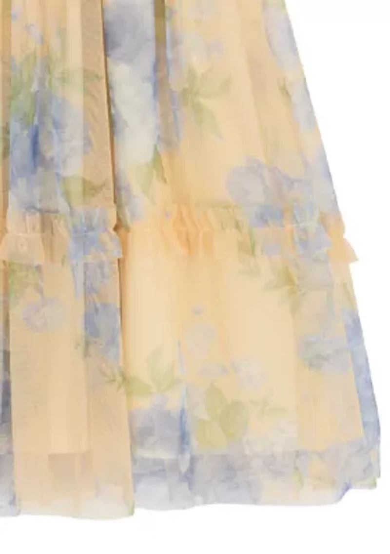Girls 4-6 Floral Mesh Maxi Dress