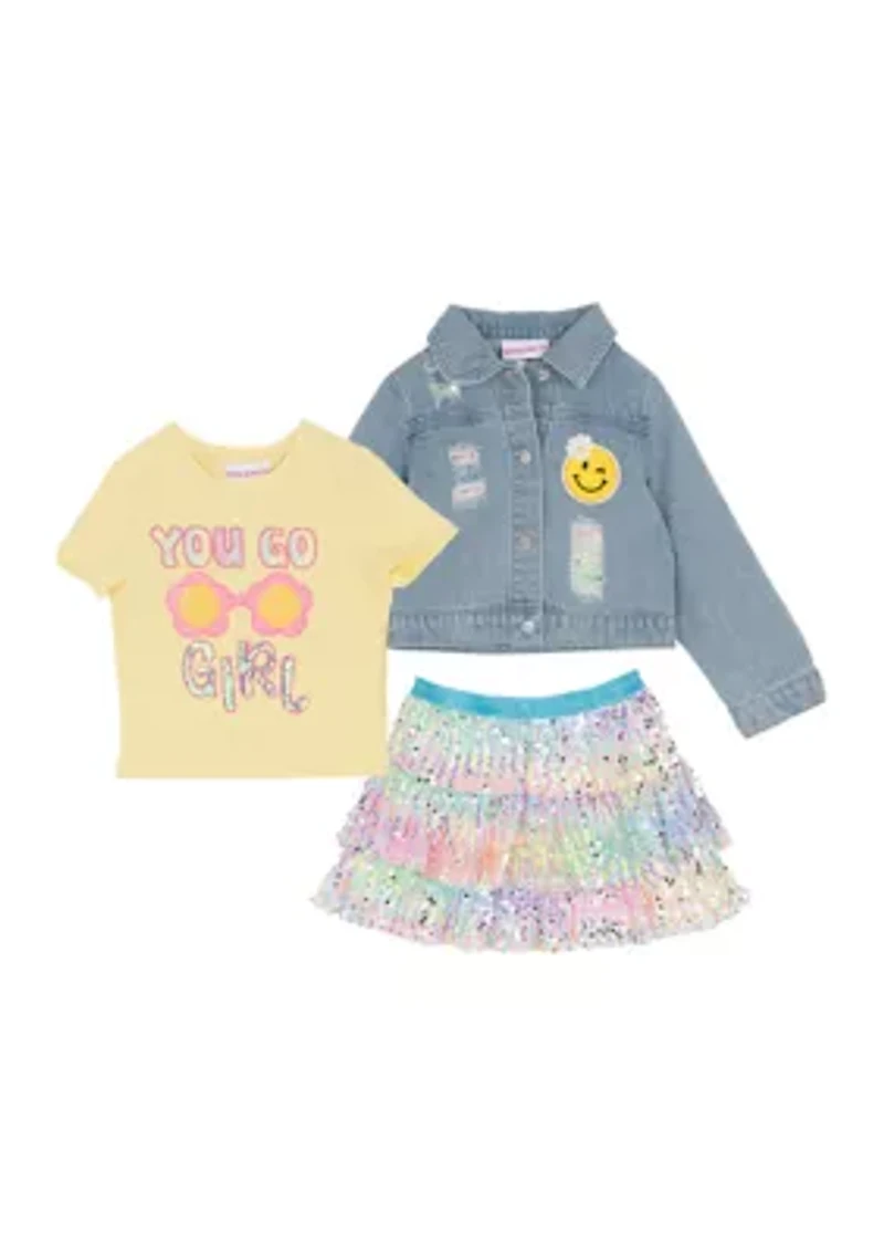 Girls 4-6 Go Girl Denim Jacket Tutu Set