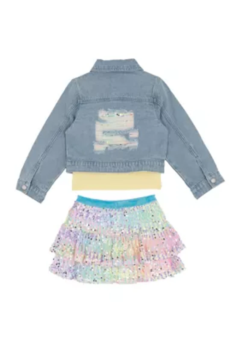 Girls 4-6 Go Girl Denim Jacket Tutu Set