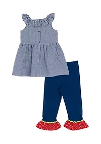 Girls 4-6 Ladybug Seersucker Capri Set