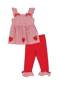 Girls 4-6 Strawberry Seersucker Capri Set