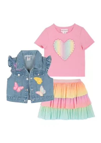 Girls 4-6 Rainbow Tutu Ruffle Jacket Set