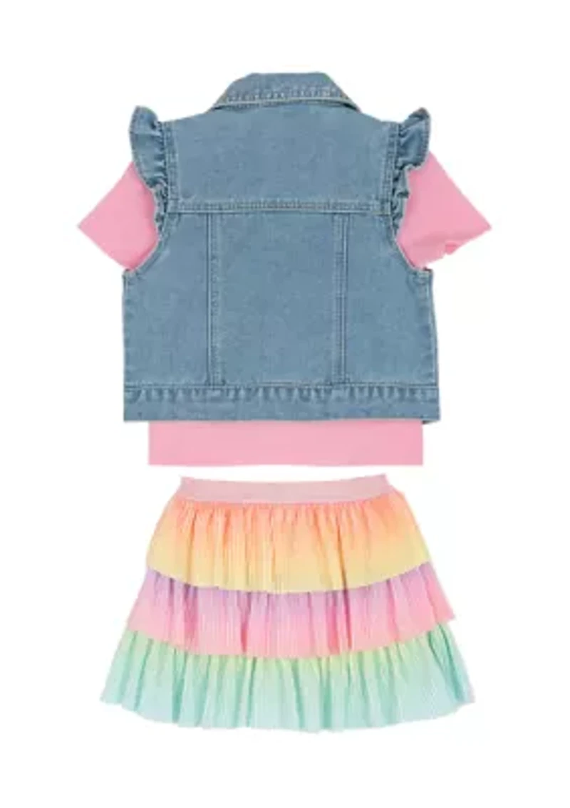 Girls 4-6 Rainbow Tutu Ruffle Jacket Set