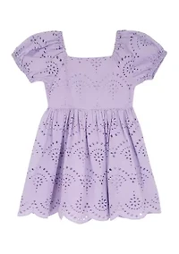 Girls 4-6 Puff Sleeve Eyelet Dress