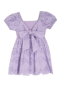 Girls 4-6 Puff Sleeve Eyelet Dress