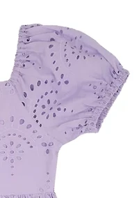 Girls 4-6 Puff Sleeve Eyelet Dress