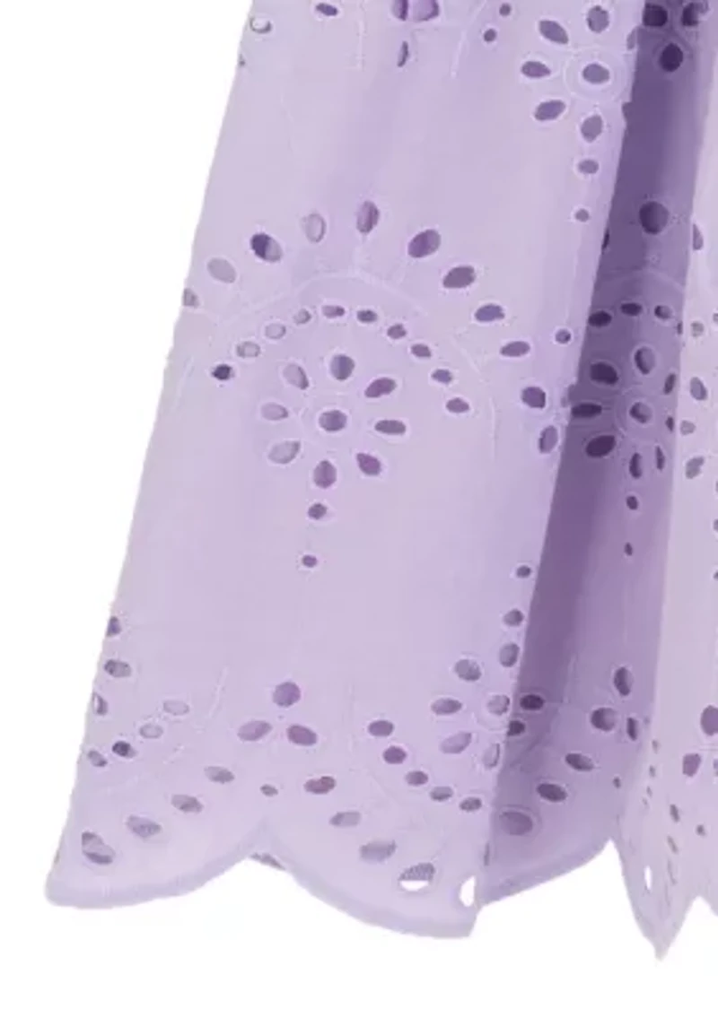 Girls 4-6 Puff Sleeve Eyelet Dress