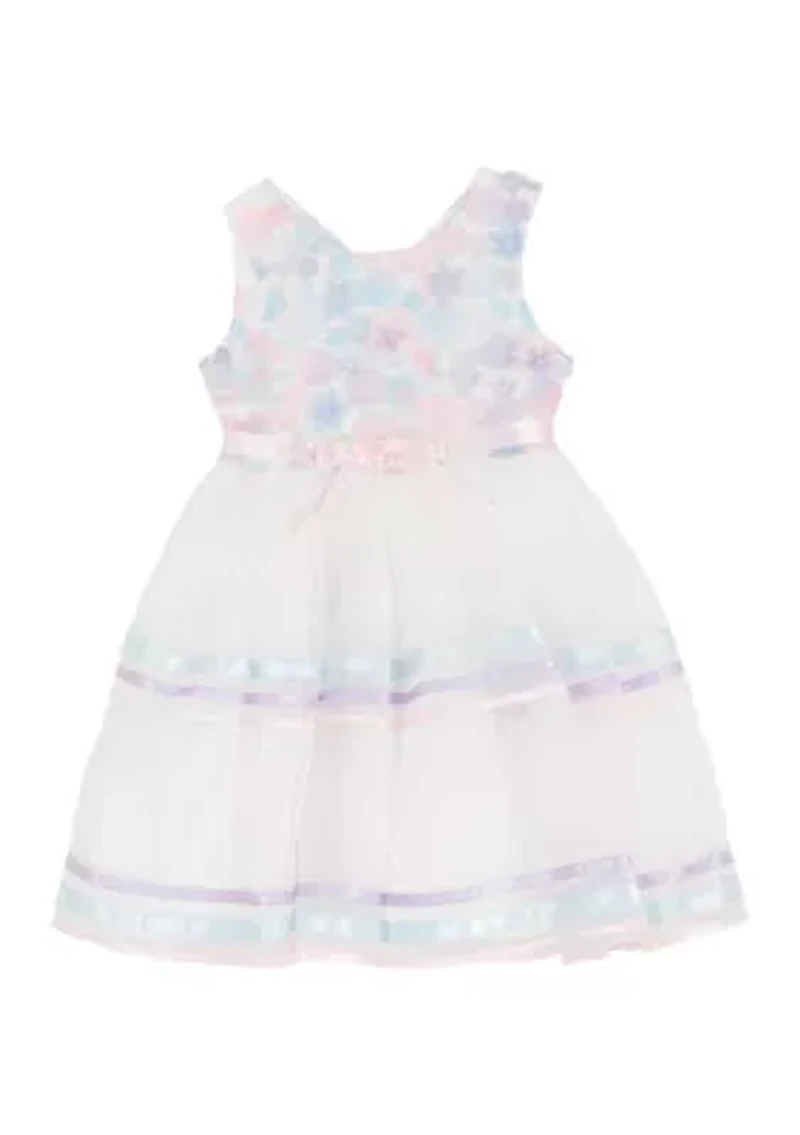 Girls 4-6 Flower Bodice Ribbon Skirt