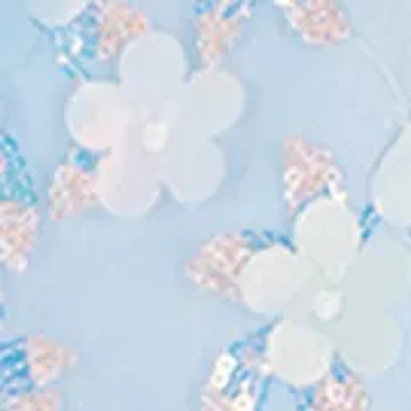 Girls 4-6 Blue Floral Sequin Mesh Dress