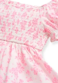 Girls 4-6 Pink Floral Smocked Tiered Top
