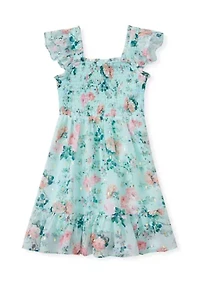 Girls 4-6 Floral Lurex Chiffon Dress