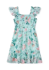 Girls 4-6 Floral Lurex Chiffon Dress