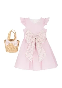 Girls 4-6x Seersucker Floral Bow Dress