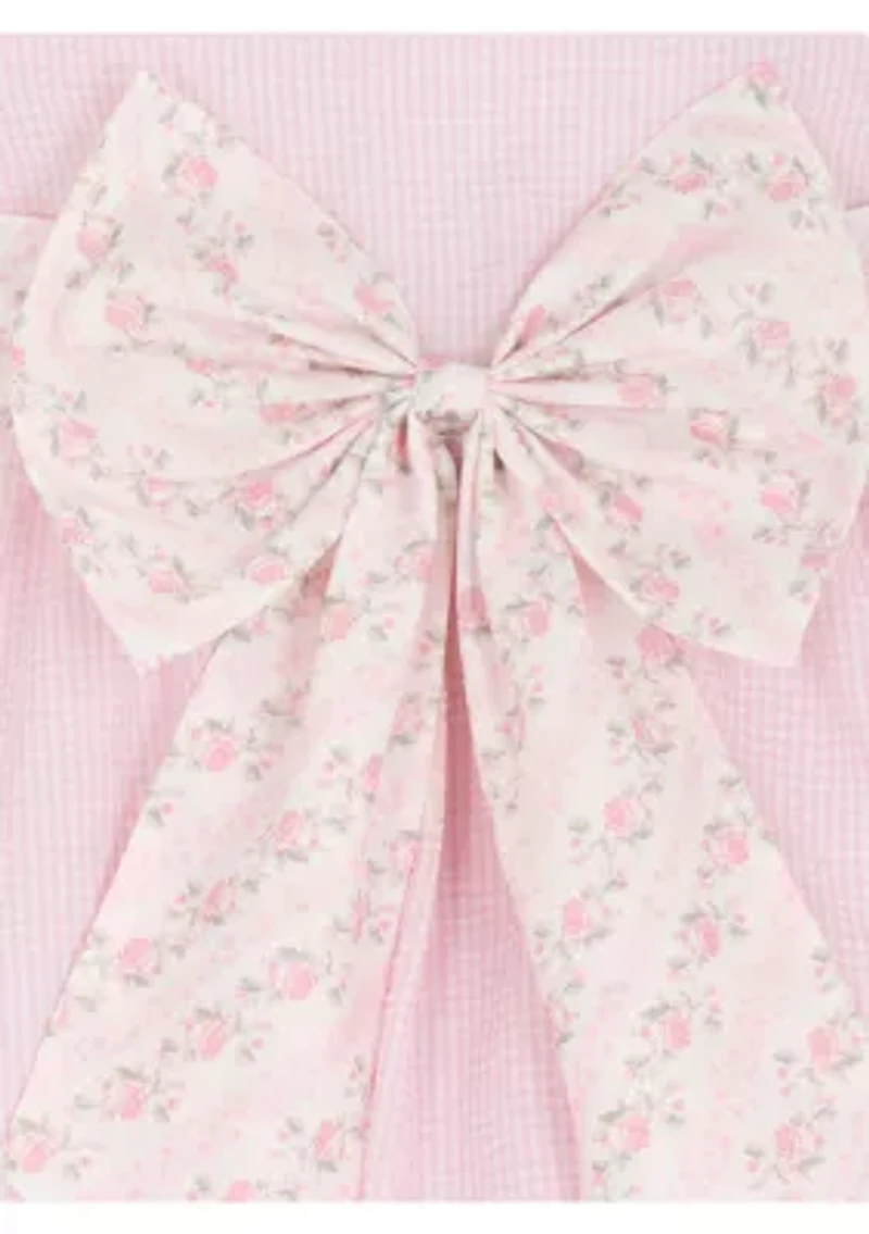 Girls 4-6x Seersucker Floral Bow Dress