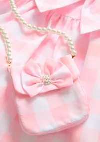 Girls 4-6 Pink Gingham Dress with Matching Pouch