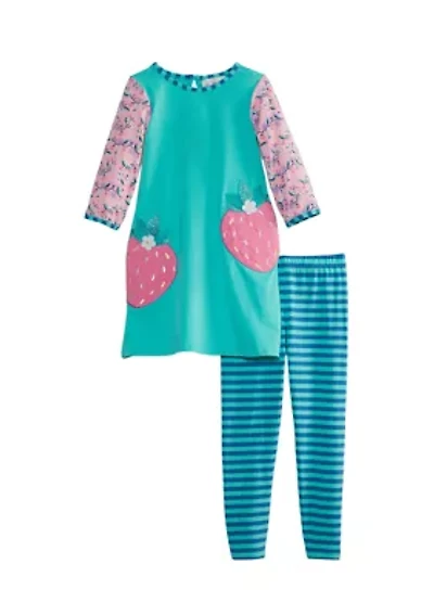 Girls 4-6x Strawberry Stripe Mint Set
