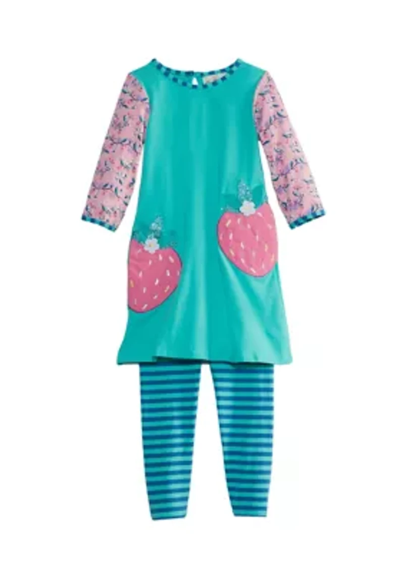Girls 4-6x Strawberry Stripe Mint Set