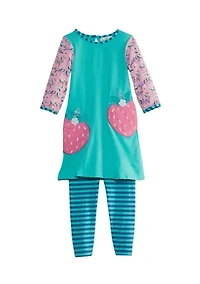 Girls 4-6x Strawberry Stripe Mint Set