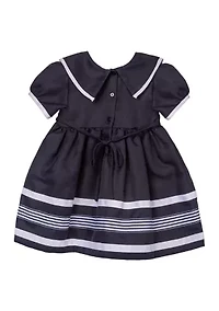 Girls 4-6x Nautical Bow Dress with Hat