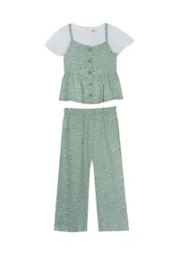 Girls 4-6x Floral Printed Top and Wide Leg Pants Set