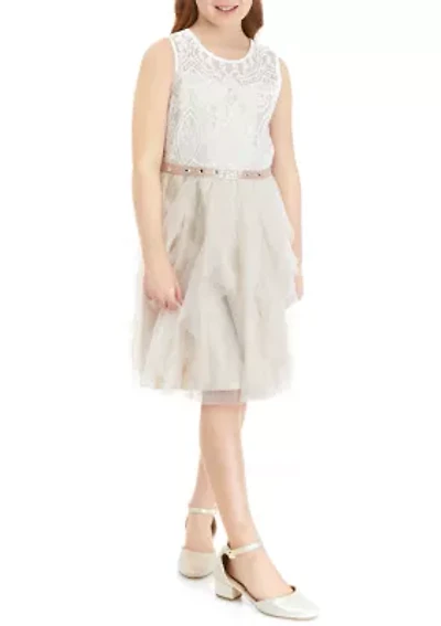 Girls 7-16 Lace Dress with Gemstones