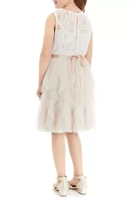 Girls 7-16 Lace Dress with Gemstones