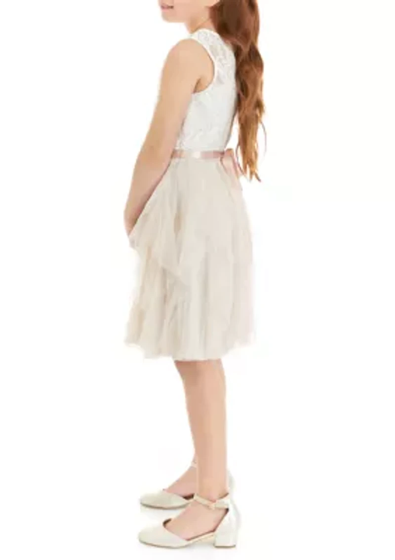 Girls 7-16 Lace Dress with Gemstones