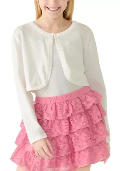 Girls 7-16 Long Sleeve Knit Cardigan