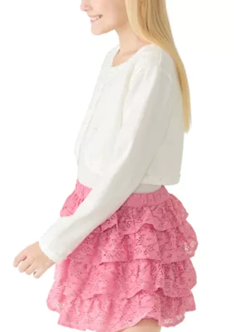Girls 7-16 Long Sleeve Knit Cardigan