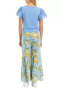 Girls 7-16 Short Sleeve Top and Gauze Pants Set