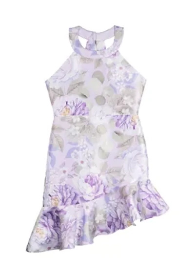 Girls 7-16 Mikado Halter Bodice to Trumpet Skirt Dress