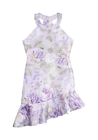 Girls 7-16 Mikado Halter Bodice to Trumpet Skirt Dress