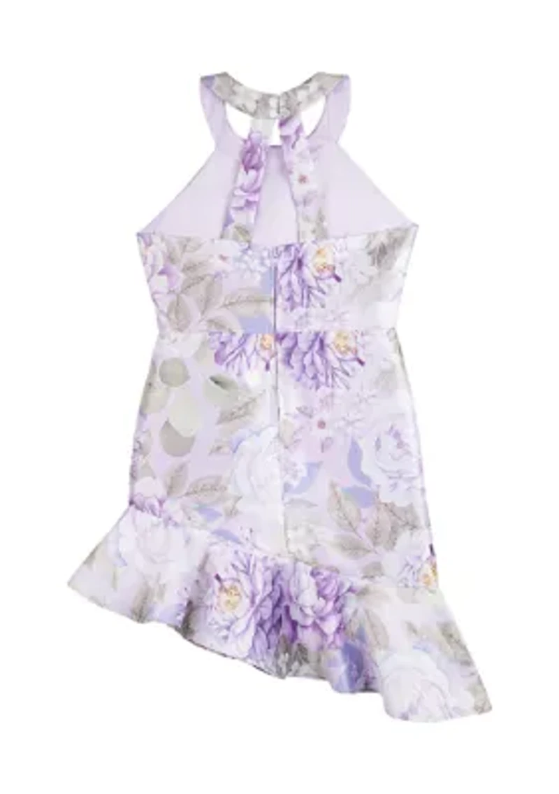 Girls 7-16 Mikado Halter Bodice to Trumpet Skirt Dress