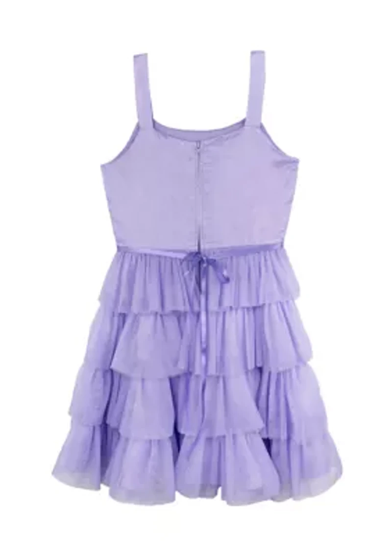 Girls 7-16 Lilac Glitter Mesh Dress