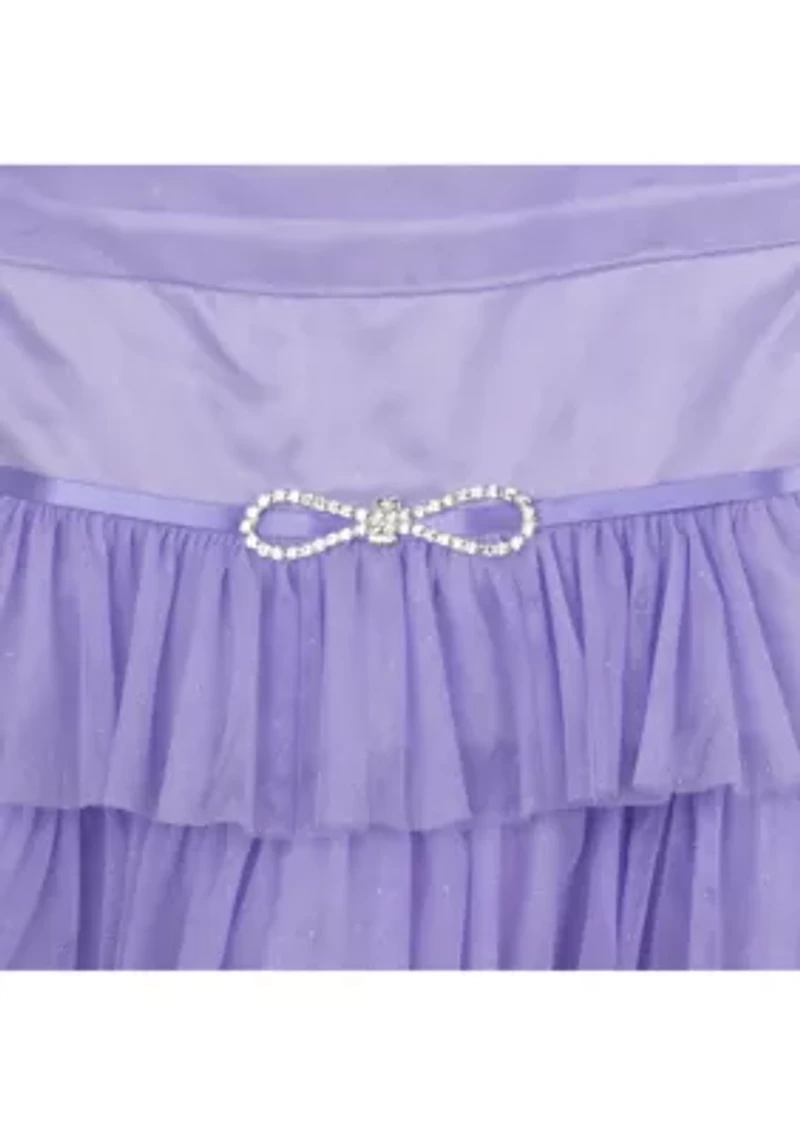 Girls 7-16 Lilac Glitter Mesh Dress