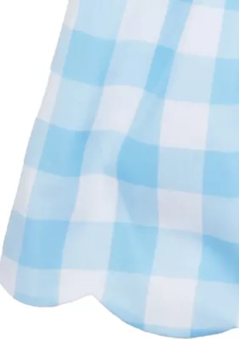 Girls 7-16 Blue White Gingham Dress