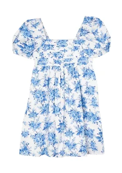 Girls 7-16 Toile Printed Babydoll Dress