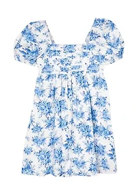 Girls 7-16 Toile Printed Babydoll Dress