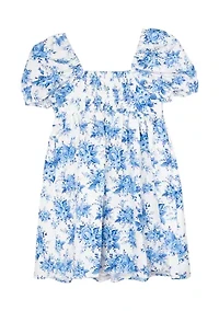 Girls 7-16 Toile Printed Babydoll Dress