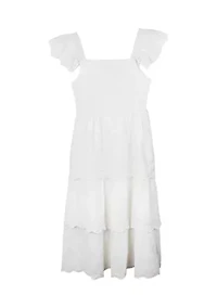 Girls 7-16 White Eyelet Tiered Maxi Dress