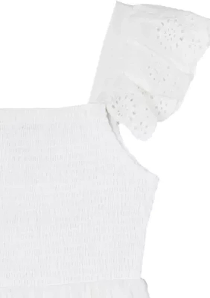 Girls 7-16 White Eyelet Tiered Maxi Dress