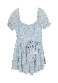 Girls 7-16 Puff Sleeve Floral Romper