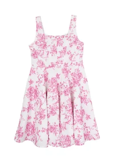 Girls 7-16 Sleeveless Printed Mini Dress