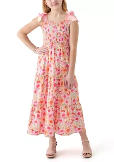 Girls 7-16 Floral Bow Shoulder Maxi Dress