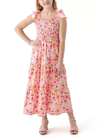 Girls 7-16 Floral Bow Shoulder Maxi Dress