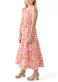 Girls 7-16 Floral Bow Shoulder Maxi Dress